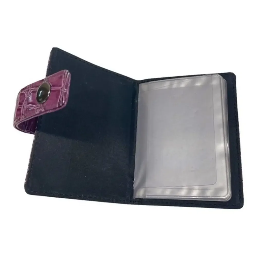 Vegan Leather Faux Animal Print Business Card Photo Holder 10 slot Croc